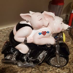 Hogs on Harley cookie jar